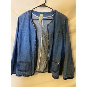 Belongings‎ Womens Size XL Denim Jean Blazer Cardigan Classic 16/18